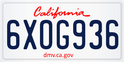 CA license plate 6XOG936