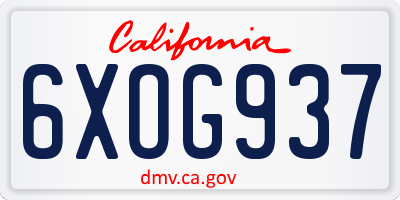 CA license plate 6XOG937