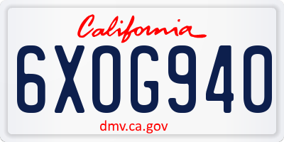 CA license plate 6XOG940