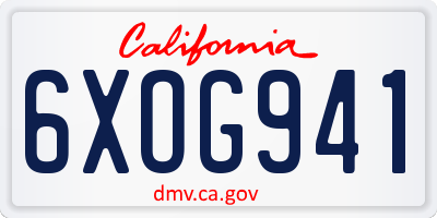 CA license plate 6XOG941