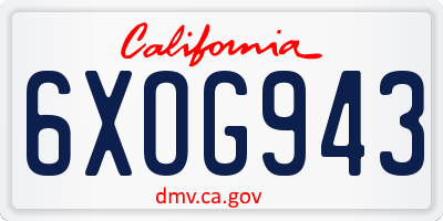 CA license plate 6XOG943