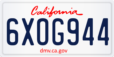 CA license plate 6XOG944
