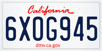 CA license plate 6XOG945