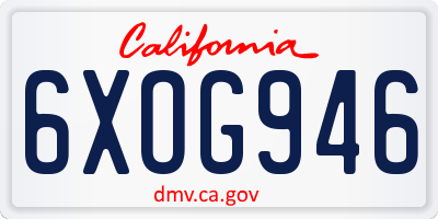 CA license plate 6XOG946