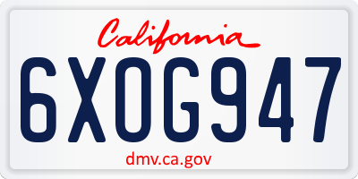 CA license plate 6XOG947