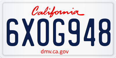 CA license plate 6XOG948