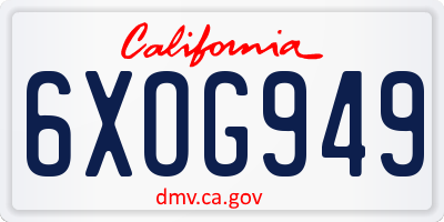 CA license plate 6XOG949