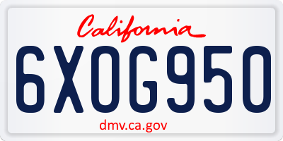 CA license plate 6XOG950
