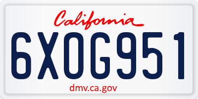 CA license plate 6XOG951