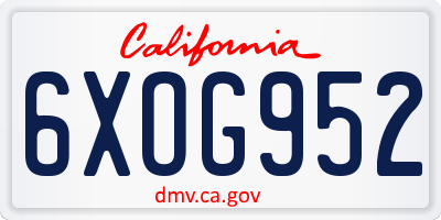 CA license plate 6XOG952