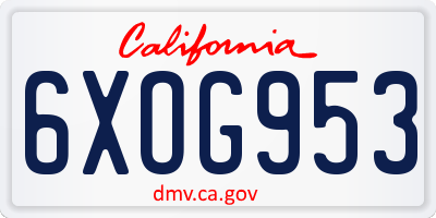 CA license plate 6XOG953