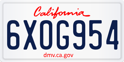 CA license plate 6XOG954