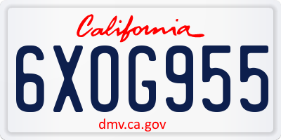 CA license plate 6XOG955