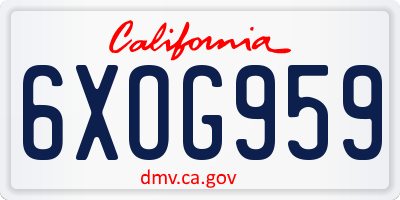 CA license plate 6XOG959