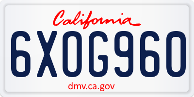 CA license plate 6XOG960