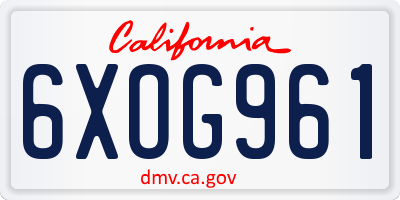 CA license plate 6XOG961