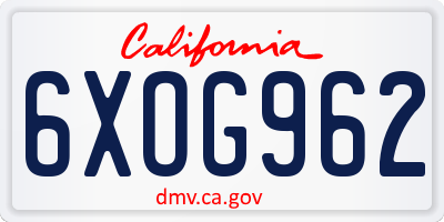 CA license plate 6XOG962