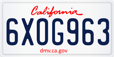 CA license plate 6XOG963