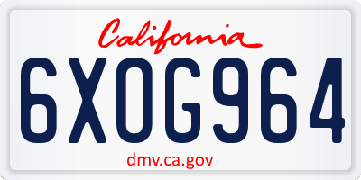 CA license plate 6XOG964