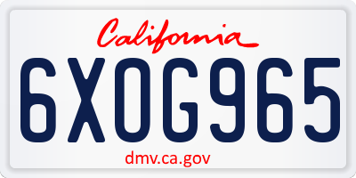 CA license plate 6XOG965