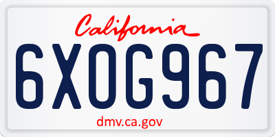 CA license plate 6XOG967