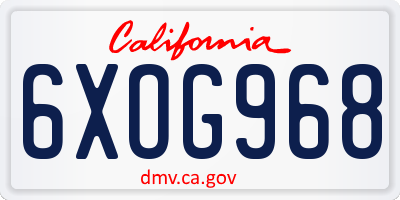 CA license plate 6XOG968