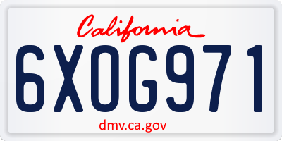 CA license plate 6XOG971