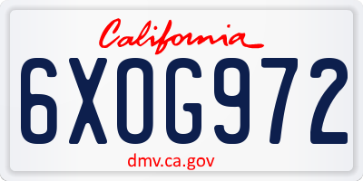 CA license plate 6XOG972
