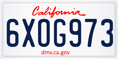 CA license plate 6XOG973