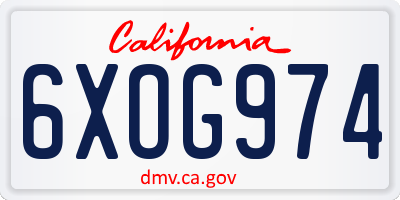 CA license plate 6XOG974