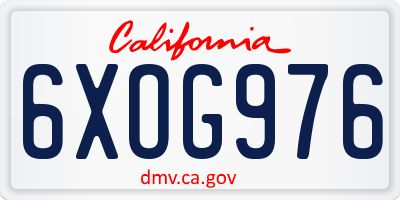 CA license plate 6XOG976