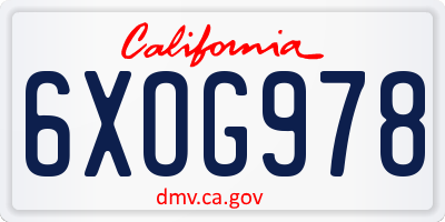 CA license plate 6XOG978