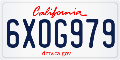 CA license plate 6XOG979