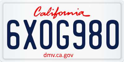 CA license plate 6XOG980