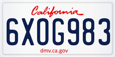 CA license plate 6XOG983