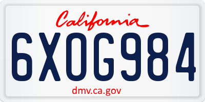 CA license plate 6XOG984
