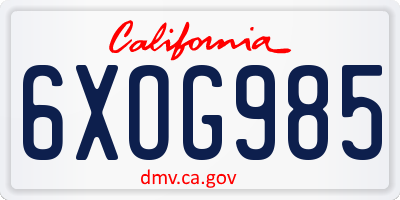 CA license plate 6XOG985