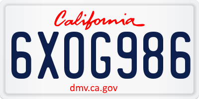 CA license plate 6XOG986