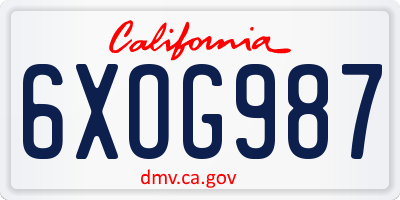 CA license plate 6XOG987