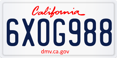 CA license plate 6XOG988