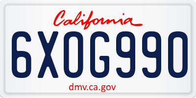 CA license plate 6XOG990