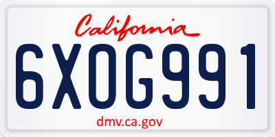 CA license plate 6XOG991