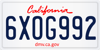 CA license plate 6XOG992