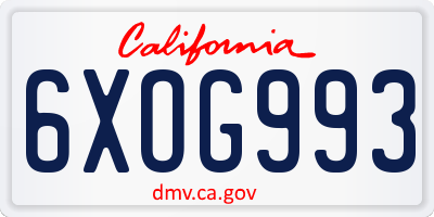 CA license plate 6XOG993