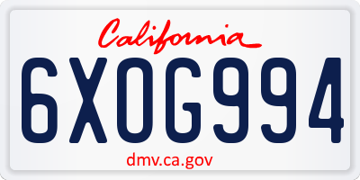 CA license plate 6XOG994