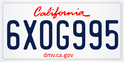 CA license plate 6XOG995