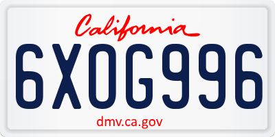 CA license plate 6XOG996
