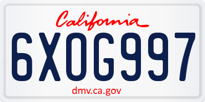 CA license plate 6XOG997