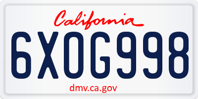 CA license plate 6XOG998
