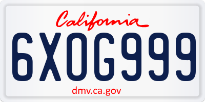 CA license plate 6XOG999